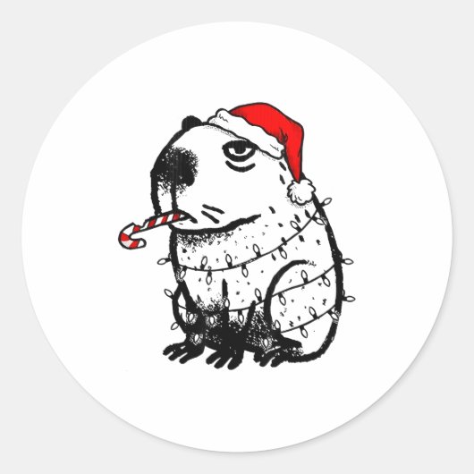 Capybara Smoking Christmas Ugly Cigarette Gen Z Runder Aufkleber (Vorderseite)