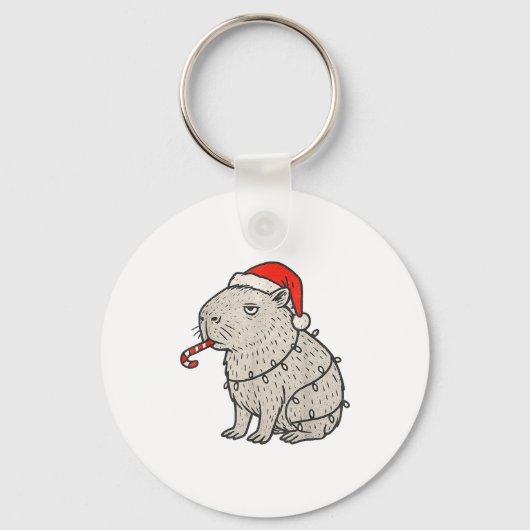Capybara Smoking Christmas Ugly Cigarette Gen Z Schlüsselanhänger (Vorderseite)