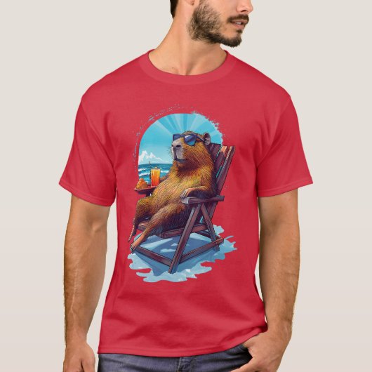 Capybara Sommerferien Strand Meer Capybara T-Shirt (Vorderseite)
