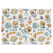 Capybara Space Muster Große Geschenktasche Geschenktüte (Rückseite)
