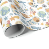 Capybara Space Muster Wrapping Paper Roll Geschenkpapier (Rolleneckpunkt)
