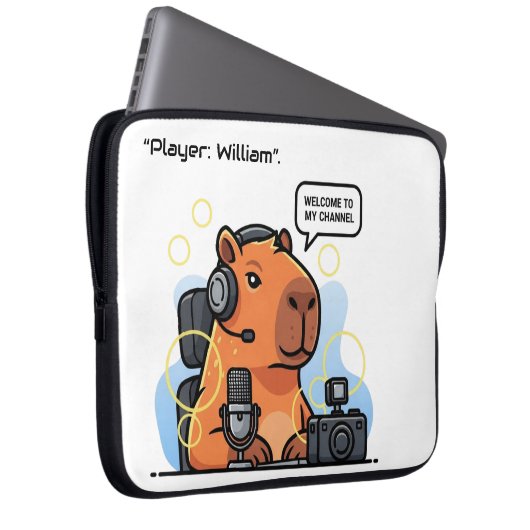 Capybara Streamer Laptop Sleeve – Custom Name or C (Vorne Rechts)
