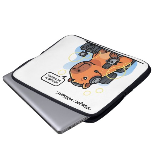 Capybara Streamer Laptop Sleeve – Custom Name or C (Vorne Knopf)