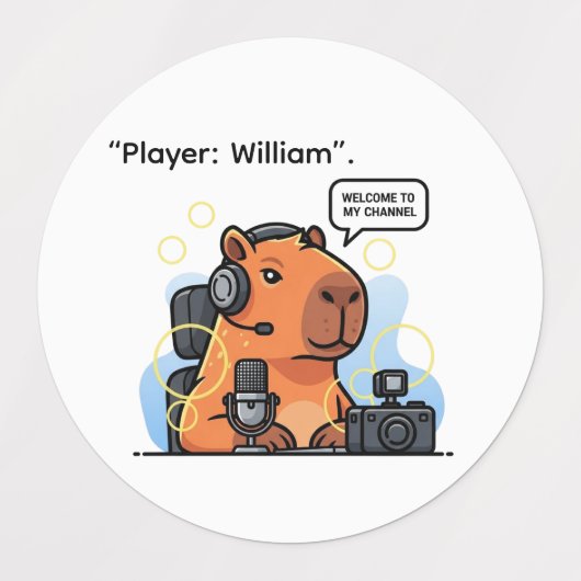 Capybara Streamer Sticker – Custom Gamer Design (Design 2)
