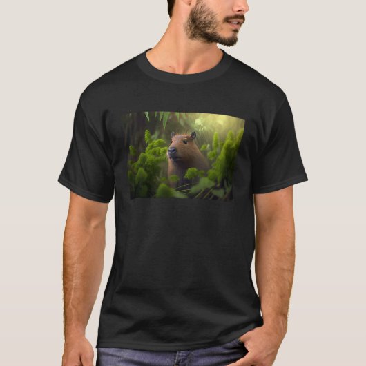 Capybara surrounded by plants T-Shirt (Vorderseite)