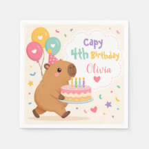 Capybara Süß Capy 4. Geburtstag Mädchen Rosa Kuche