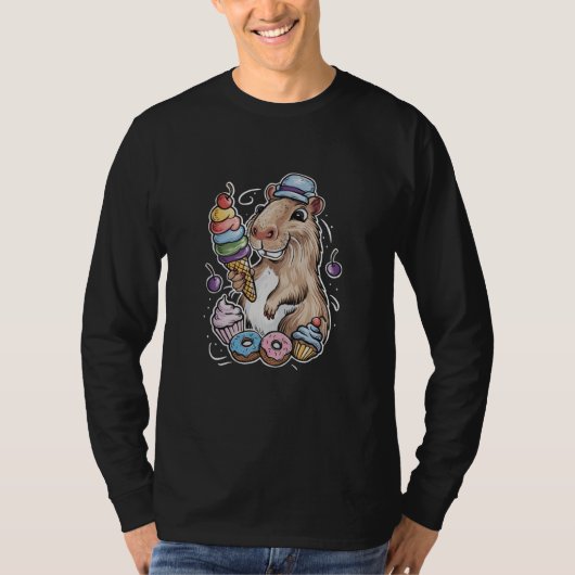 Capybara Süßigkeiten Donuts Kuchen Bonbons T-Shirt (Vorderseite)