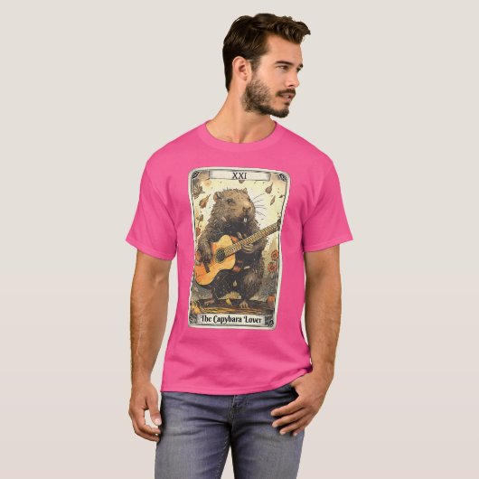Capybara Tarot Card Capybara Gitarre spielen T-Shirt (Vorne ganz)