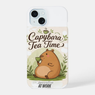 Capybara-Teatime | Süße Capybara trinkt Tee Spaß iPhone 15 Hülle