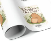 Capybara-Teestunde | Süße Capybara trinkt Tee Spaß Geschenkpapier (Rolleneckpunkt)