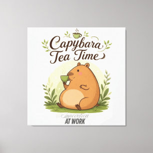 Capybara-Teestunde Süße Capybara trinkt Tee Spaß Leinwanddruck