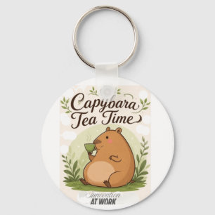 Capybara-Teestunde Süße Capybara trinkt Tee Spaß Schlüsselanhänger