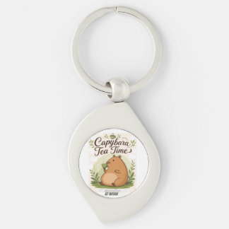 Capybara-Teestunde | Süße Capybara trinkt Tee Spaß Schlüsselanhänger