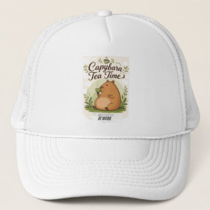 Capybara-Teestunde   Süße Capybara trinkt Tee Spaß Truckerkappe