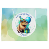 Capybara Themed Boy's Birthday Party Personalized Große Geschenktüte (Rückseite)