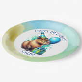 Capybara Themed Boy's Birthday Party Personalized Pappteller (Schrägansicht)