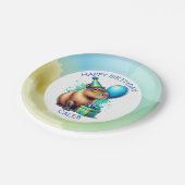  Capybara Themed Boy's Birthday Party Personalized Pappteller (Schrägansicht)