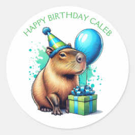  Capybara Themed Boy's Birthday Party Runder Aufkleber