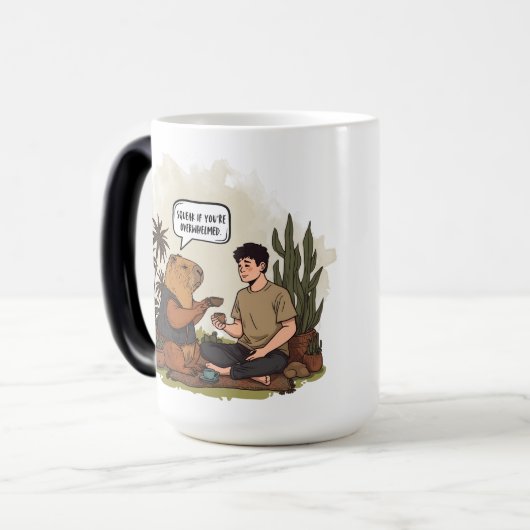 Capybara Therapy Time Squeak wenn Sie überfordert  Verwandlungstasse (Vorderseite Links)