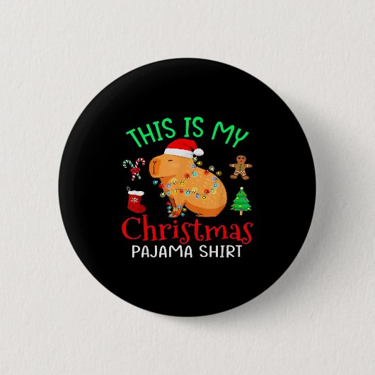 Capybara This Is My Christmas Pajama Capy Santa Me Button (Vorderseite)