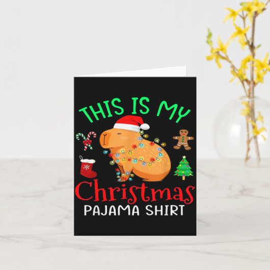 Capybara This Is My Christmas Pajama Capy Santa Me Karte (Gelbe Blume)