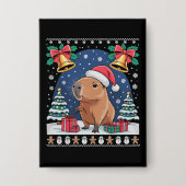 Capybara Tierliebhaber Weihnachtsgeschenk Hässlich Button (Vorderseite)