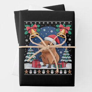 Capybara-Tierliebhaber Weihnachtsgeschenk Hässlich Geschenkpapier Set