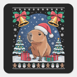Capybara Tierliebhaber Weihnachtsgeschenk Hässlich Quadratischer Aufkleber