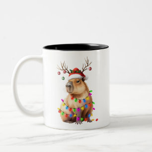 Capybara Tierliebhaber Weihnachtslichter Cappy Wei Zweifarbige Tasse