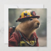 "Capybara to Rescue: Feuerwehrmann Außerordentlich Dankeskarte (Rückseite)