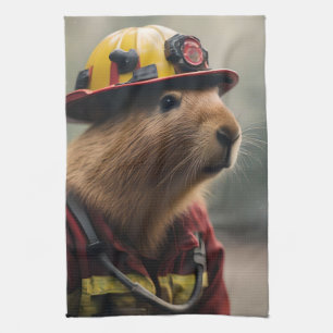 "Capybara to Rescue: Feuerwehrmann Außerordentlich Geschirrtuch