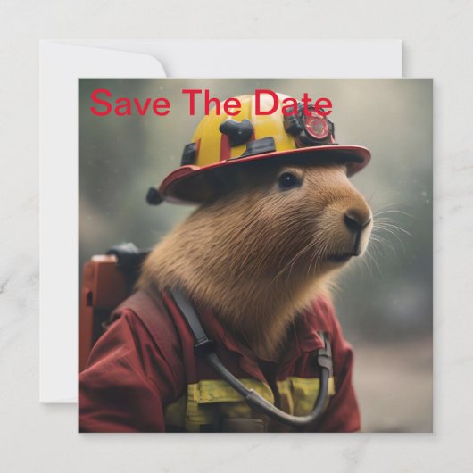 "Capybara to Rescue: Feuerwehrmann Außerordentlich Save The Date (Vorderseite)