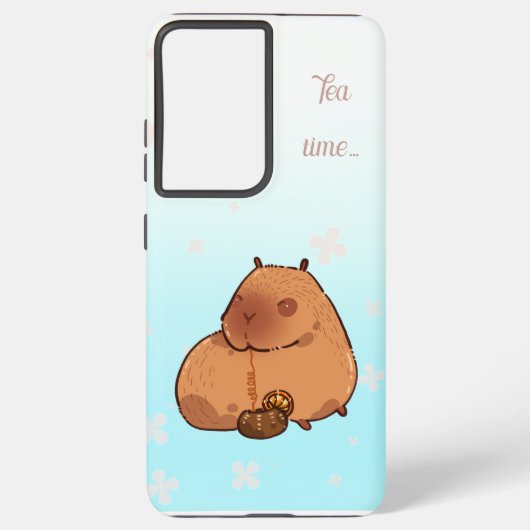 Capybara trinkt Zitronentee. Niedliche Capybara Samsung Galaxy Hülle (Rückseite)
