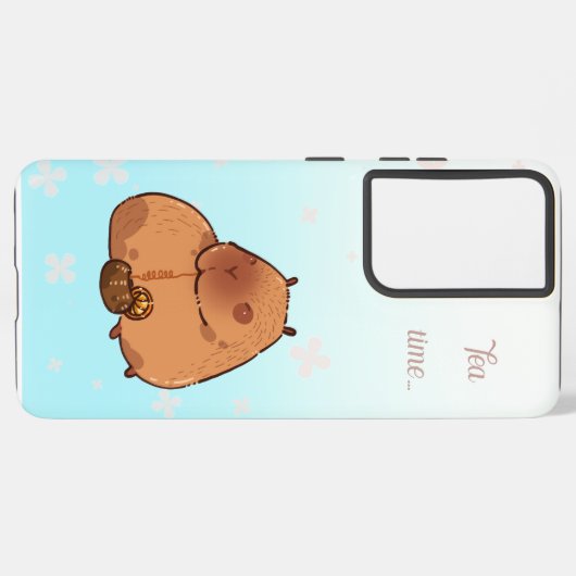 Capybara trinkt Zitronentee. Niedliche Capybara Samsung Galaxy Hülle (Linke Seite)