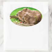 Capybara Trio Ovaler Aufkleber (Tasche)