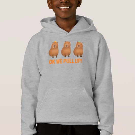Capybara Triplet Meme "Ok We Pull Up!" Gestalted Hoodie (Vorderseite)