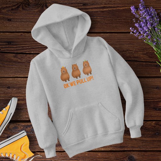 Capybara Triplet Meme "Ok We Pull Up!" Gestalted Hoodie