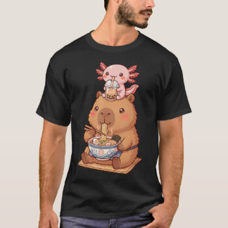 Capybara und Axolotl Ramen Boba Cute T-Shirt