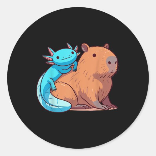 Capybara und Axolotl Runder Aufkleber (Vorderseite)