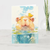 Capybara und Bird Friend Karte (Vorderseite)