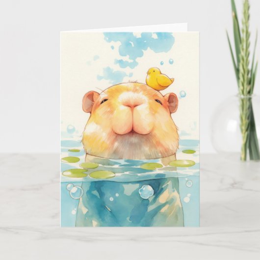 Capybara und Bird Friend Karte (Vorderseite)