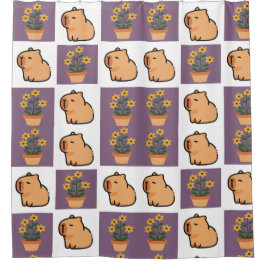 Capybara und Blume Duschvorhang | Süße Tier