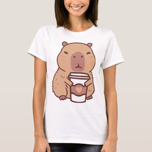 Capybara und Coffee Cappuccino Lover T-Shirt (Vorderseite)