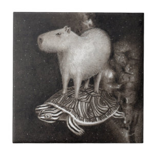 Capybara- und Dosenschildkrötefliegen durch das Fliese