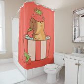 Capybara und Erdbeervorhang | Niedliches Obst Duschvorhang (Beispiel)