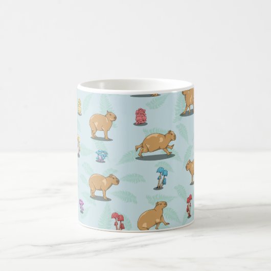 Capybara und Pilzmuster Kaffeetasse (Mittel)