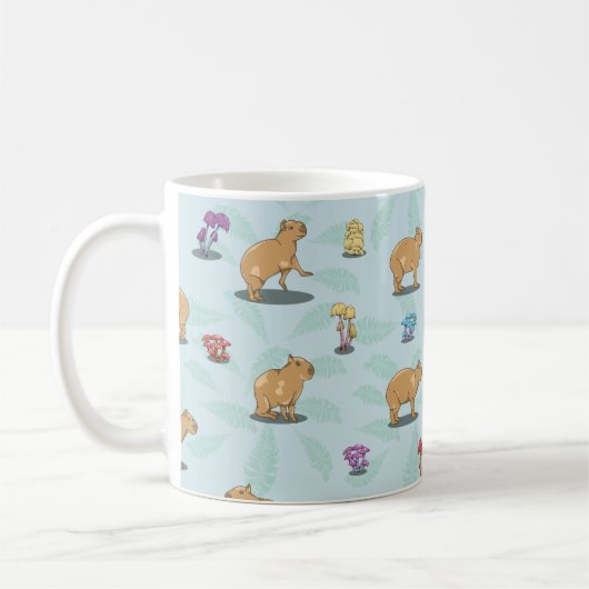Capybara und Pilzmuster Kaffeetasse (Links)