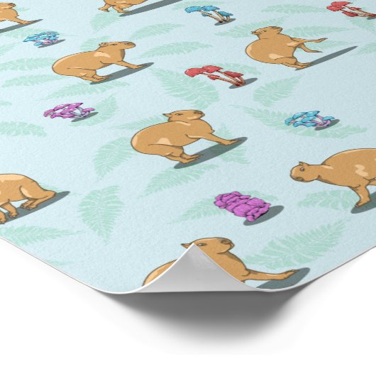 Capybara und Pilzmuster Poster (Ecke)