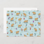 Capybara und Pilzmuster Postkarte (Vorne/Hinten)