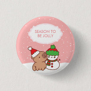 Capybara und Snowman Jahreszeit zu Niedlichen Weih Button